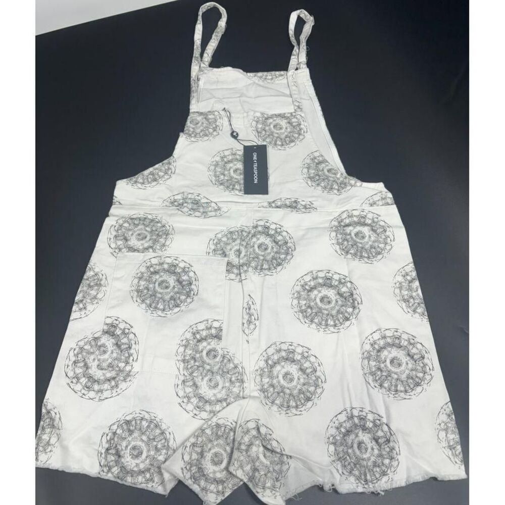 OneTeaspoon NWT The Cymatic Pini Denim Playsuit in White/Gray‎ in Size XL